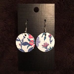 1 inch floral leather earring